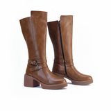 Long Boot Mid Heels Leather Elegant LB-40