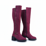 Long Boot Mid Heels Suede Elegant LB-42