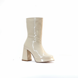 Boot Heels Leather Glossy With Zipper L-113