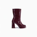 Boot Heels Leather Glossy With Zipper L-113