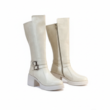 Long Boot Mid Heels Leather Elegant LB-40