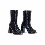 Boot Heels Leather Glossy With Zipper L-113