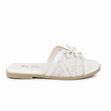 Slipper Flat Leather And Dentelle With Bow SL-250