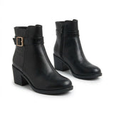 Ankle Boot Heels Leather With Buckle R-18