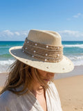 Cowboy hat burlap Studded with pearls Q-1