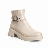 Women's Leather Ankle Boot with Thick Heel and Side Zipper with Episodes G-68