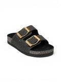 slippers leather flat Double strap with buckles SL-237