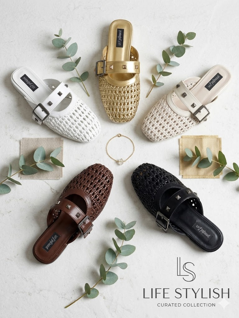 Mules Leather With Buckle Elegant SB-704