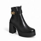 Ankle Boot Leather High heel With Crocodile skin pattern details E-114