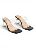 Slipper Heels Transparent With Leather Elegant X-16