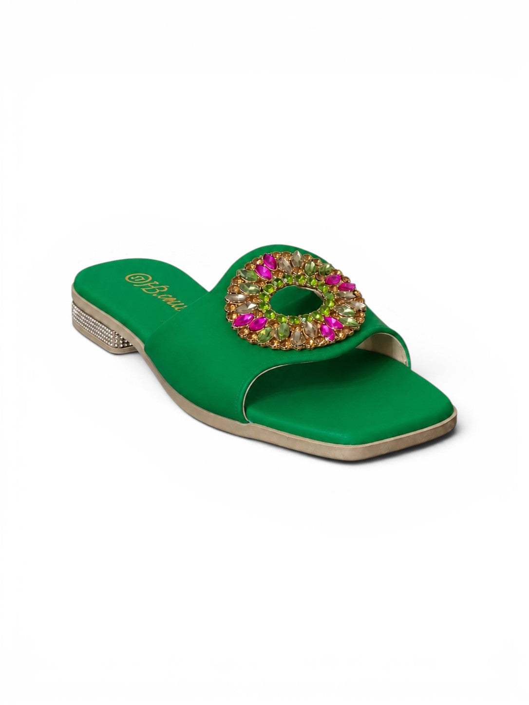 slippers satin flat With a round, studded accessory SL-233