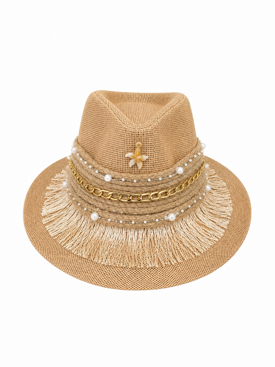 Cowboy hat burlap Adorned with elegance accessories Q-3