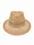 Cowboy hat burlap Adorned with elegance accessories Q-3
