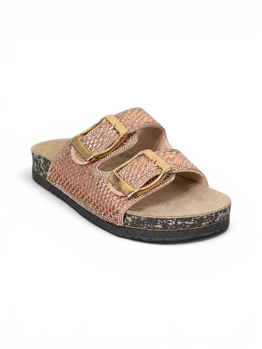 slippers leather flat Double strap with buckles SL-237