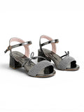 sandal heeled leather Shiny with butterfly SN-818