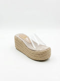 Slipper Wedge Burlap With Transparent  Elegant S-27