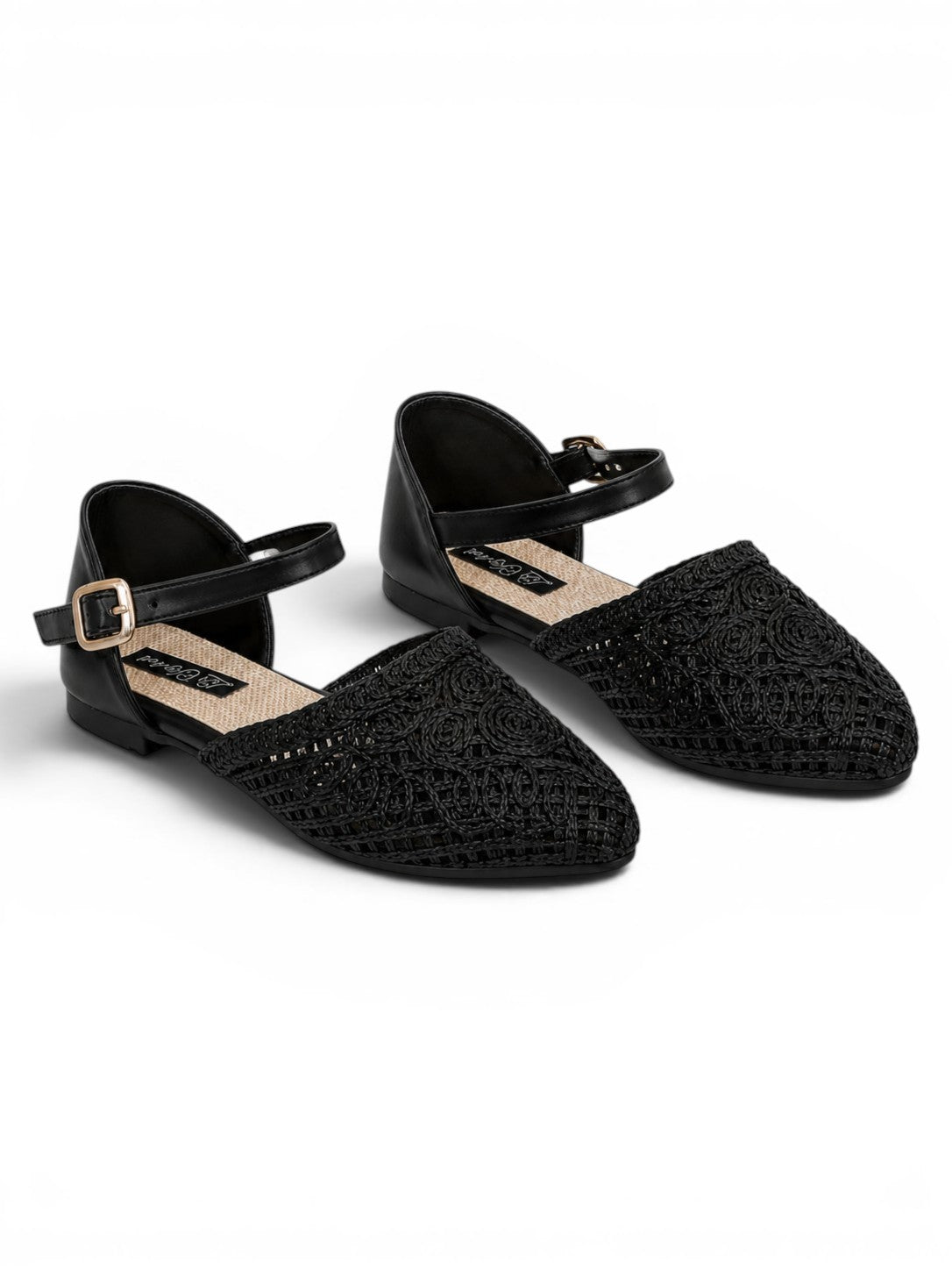 Sandals Flat Burlap And Leather With Buckle SF-59