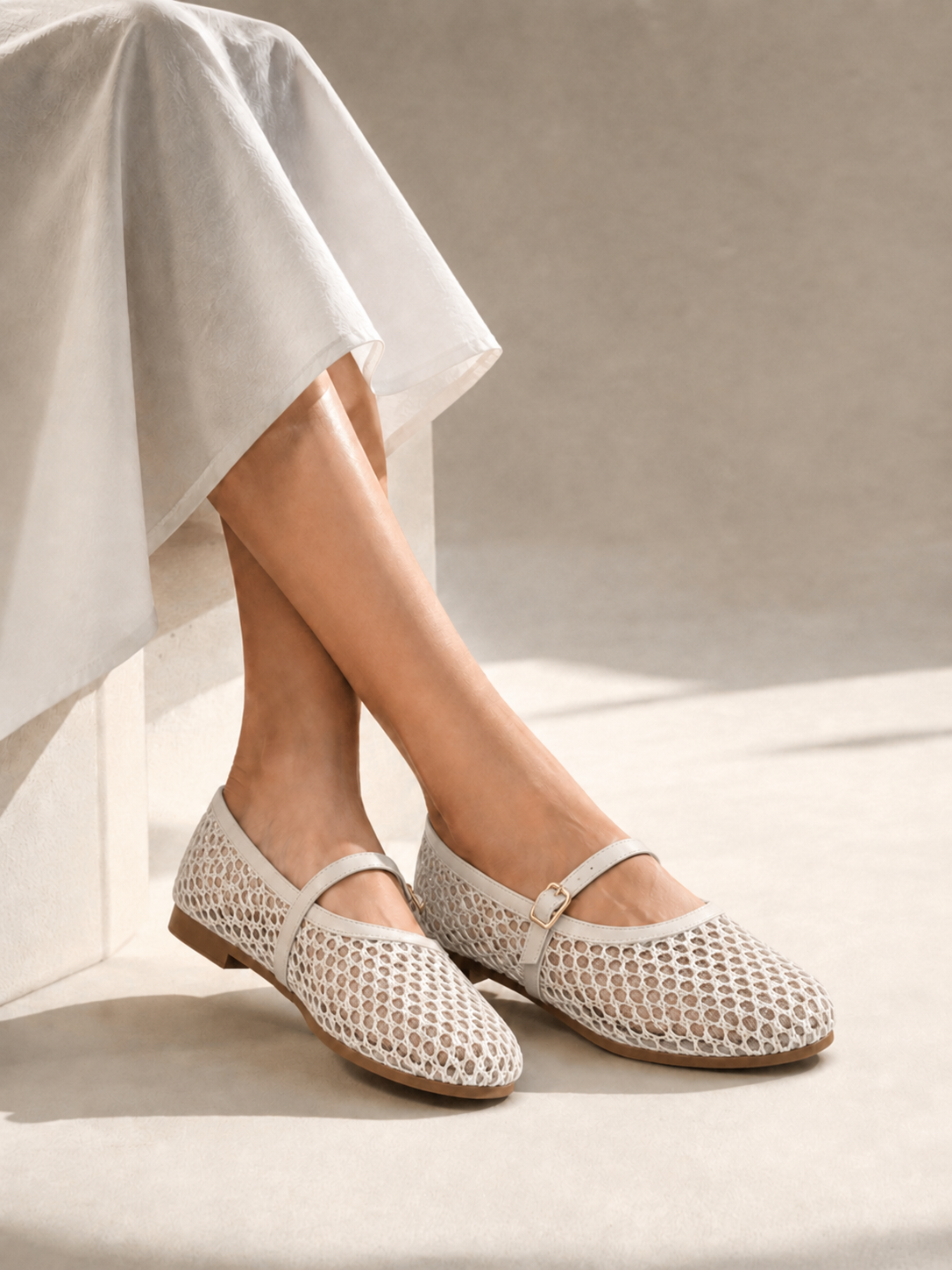 Ballerina flat Leather mesh BF-812