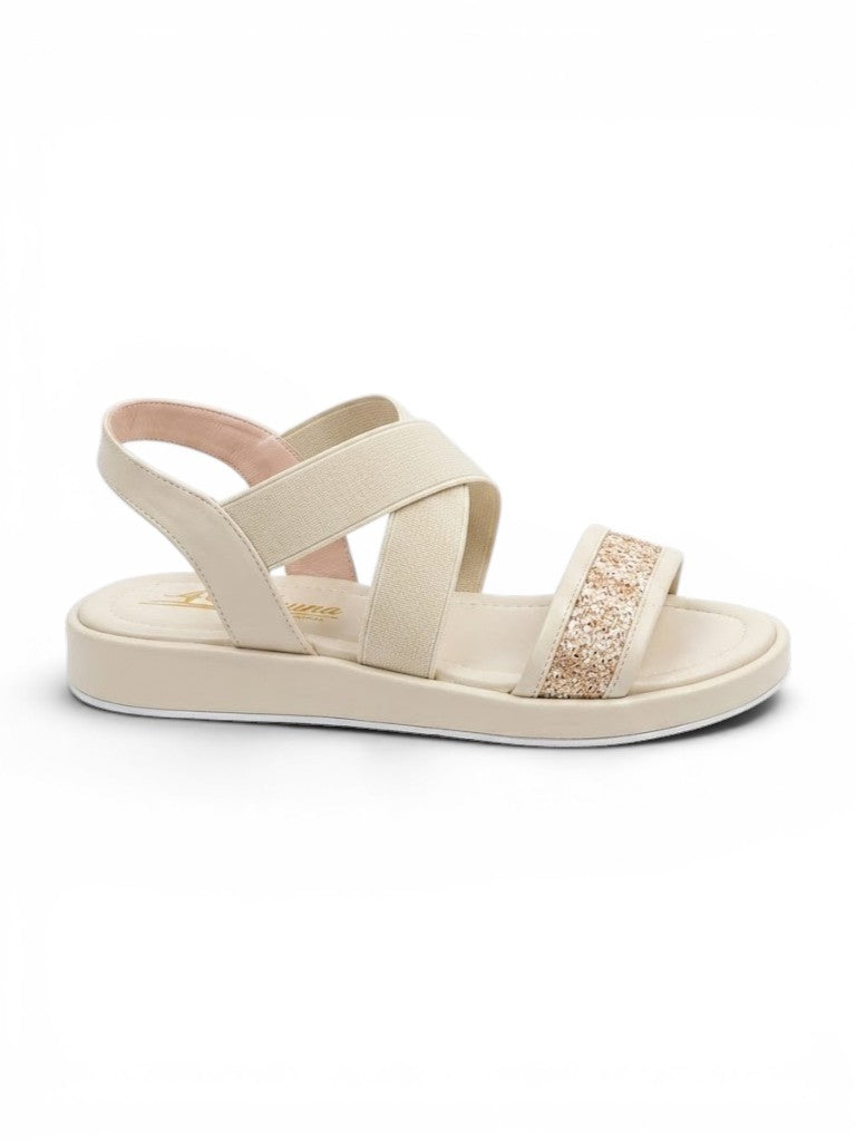 sandals Leather flat with elastic strap SF-61