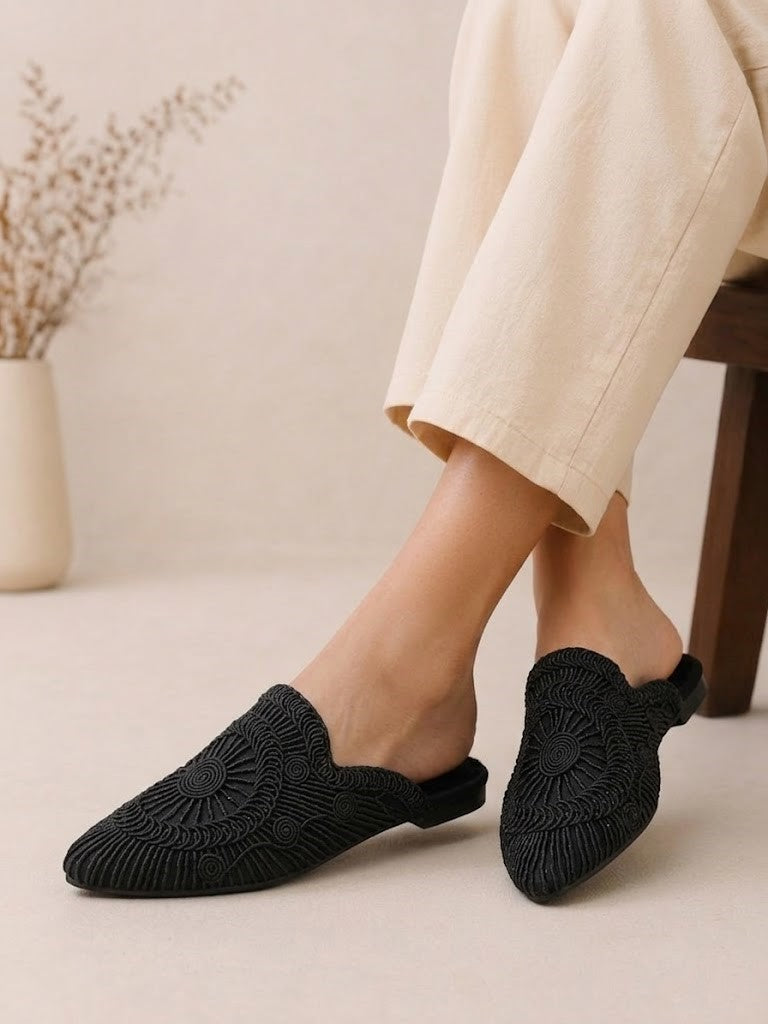 Mules Flat Fabric Distinctive SB-703