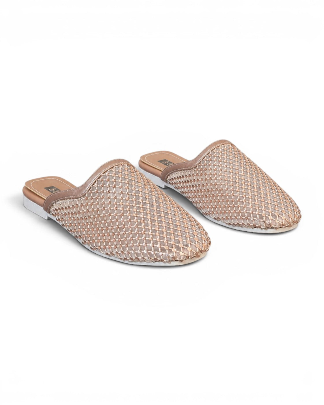 Mule flat leather Diamond-studded mesh design SB-706