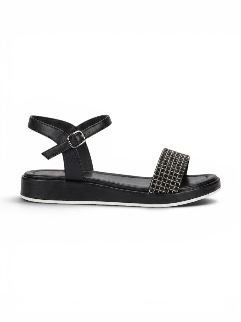 sandals Flat leather with diamond strap SF-60