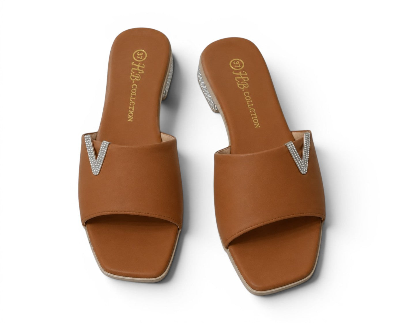 slippers satin flat With a shiny V-shaped embellishment SL-234