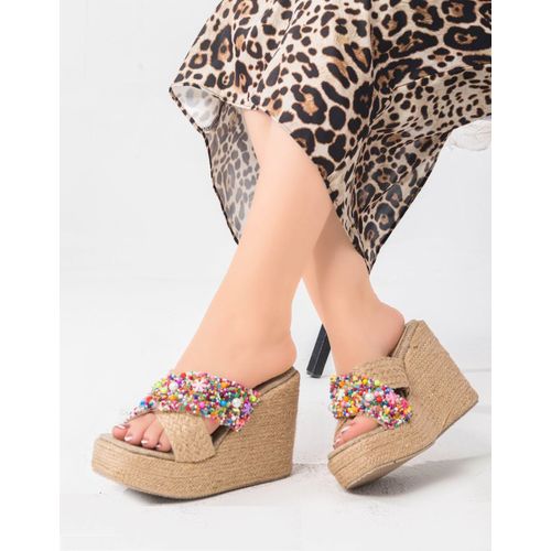 Slipper Wedge Burlap With Accessories Elegant S-22