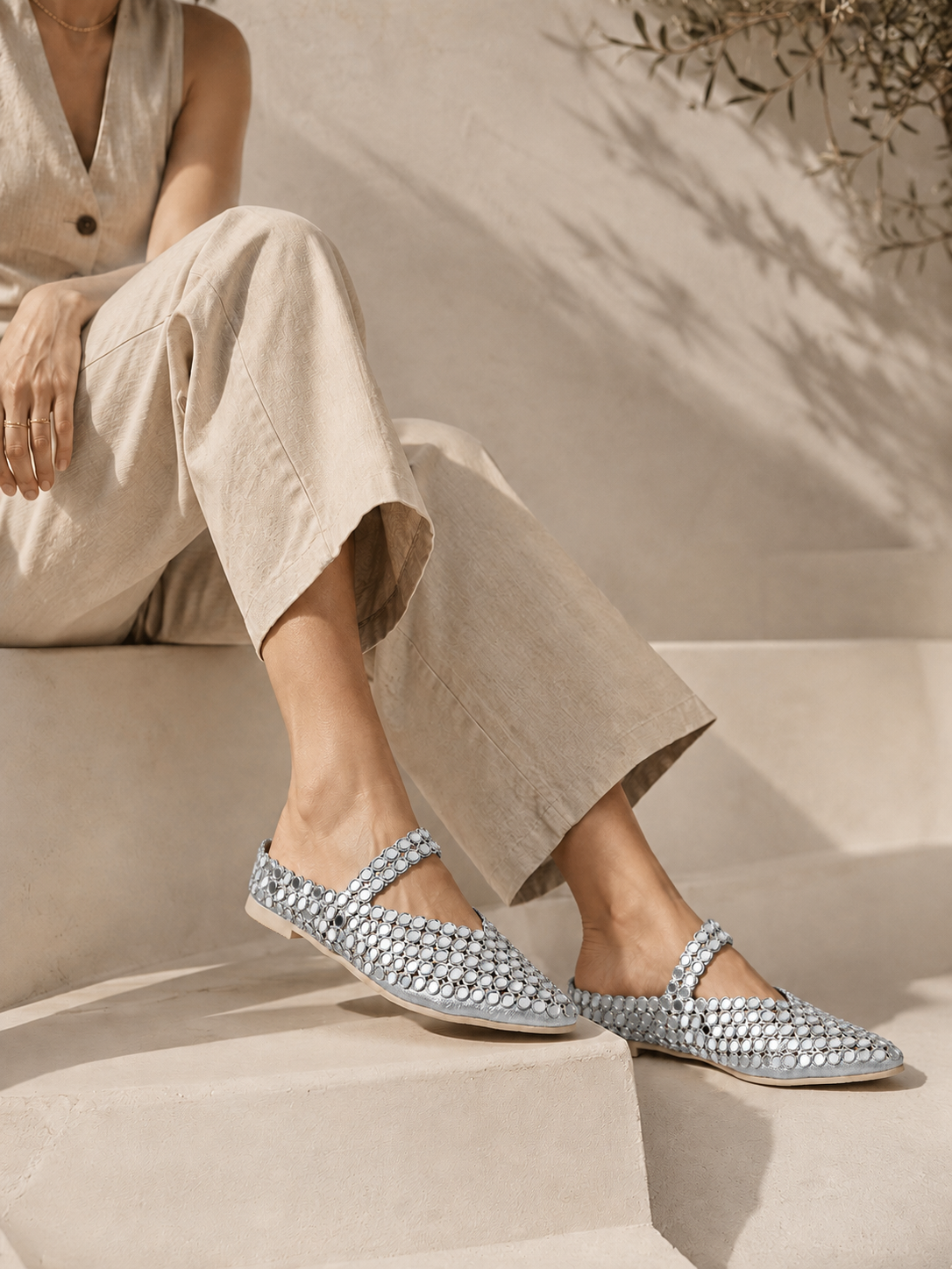 Ballerina flat Leather With a Glossy mirror design BF-815