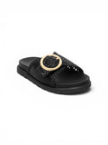 Flat leather slippers With a braided design SL-236