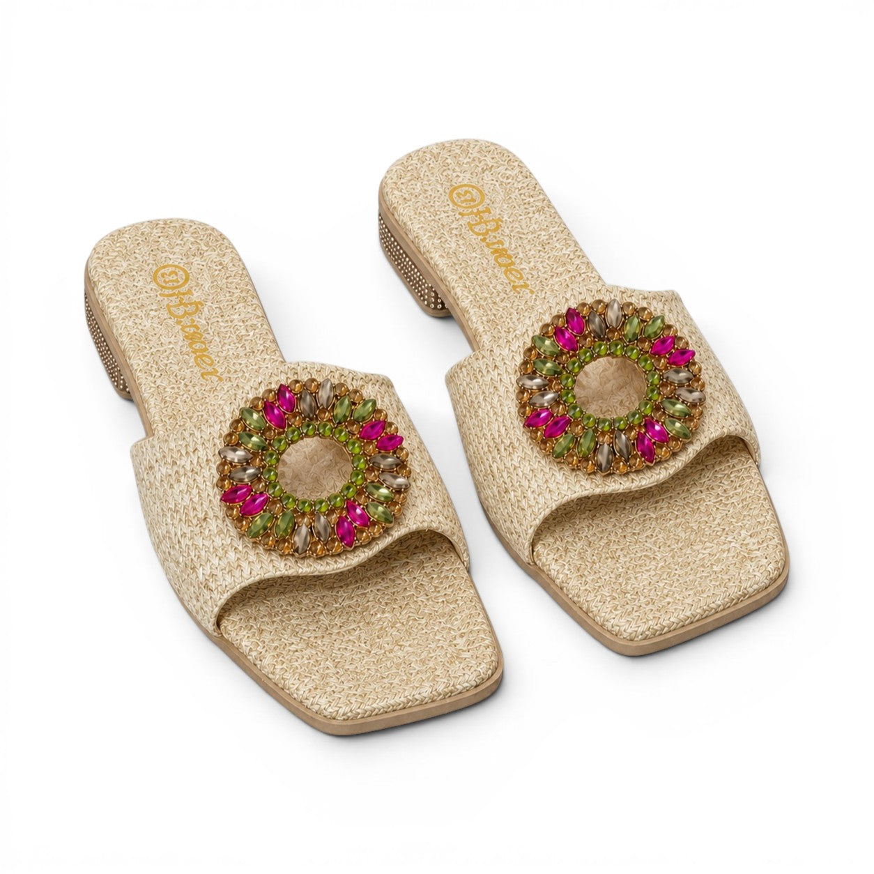 slippers satin flat With a round, studded accessory SL-233