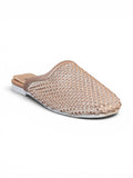 Mule flat leather Diamond-studded mesh design SB-706