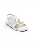 sandals Leather flat with elastic strap SF-61