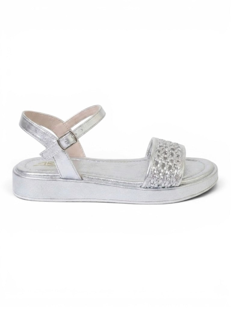 sandals Leather flat with mesh strap SF-62
