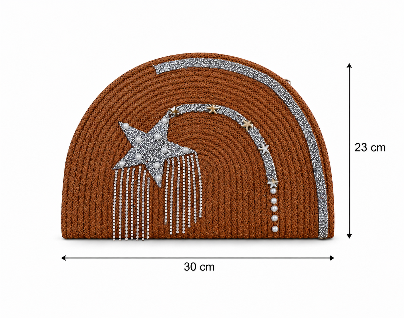 Handbags raffia With a sparkling star and pearl details ZK-1