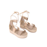 Elegant Burlap Flat Sandal K-8