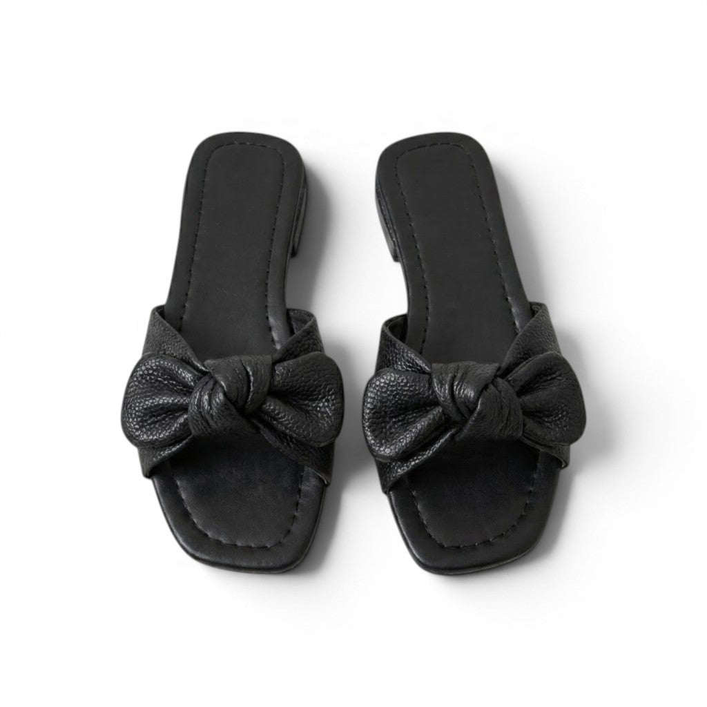 Slipper Flat Leather With Bow SL-229