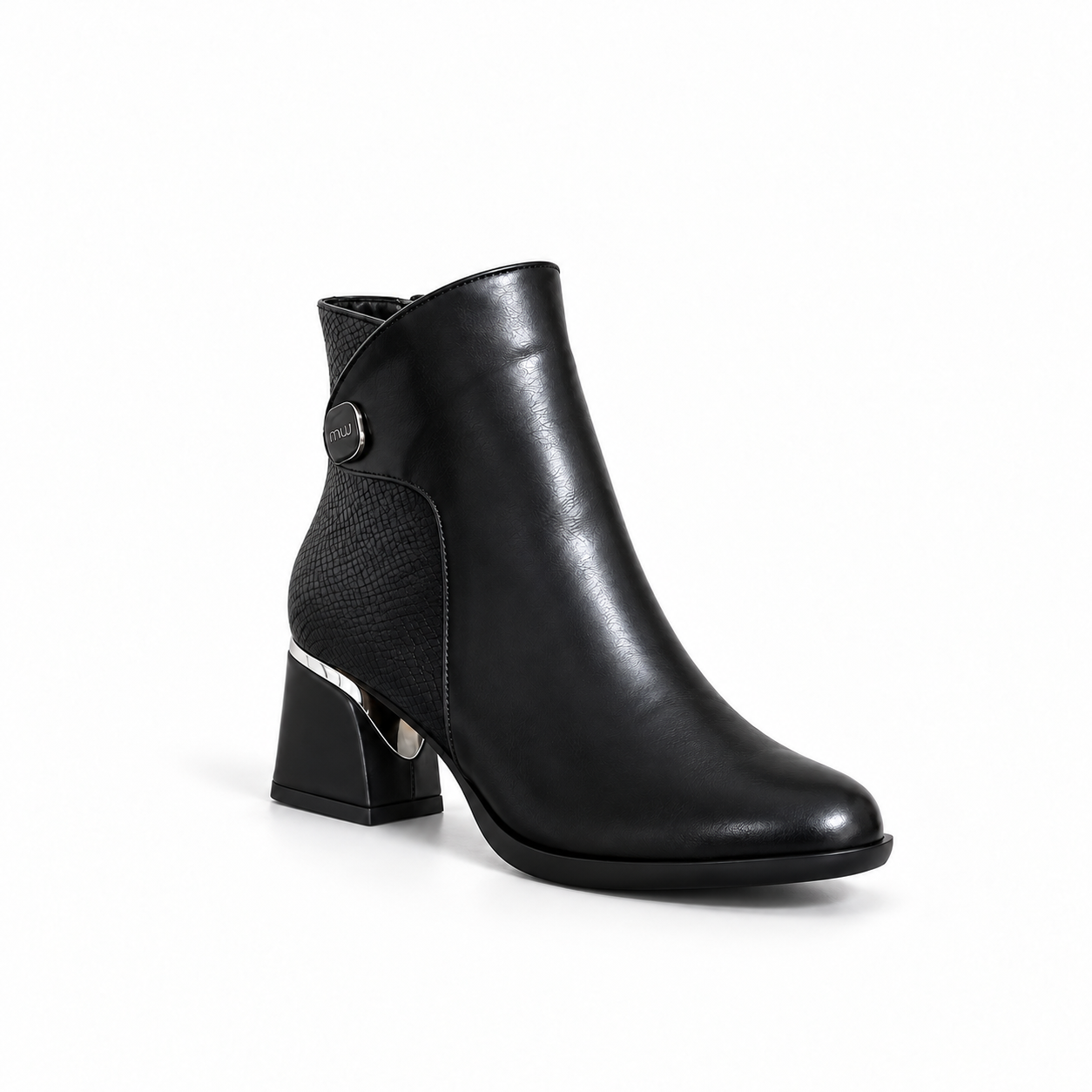 Ankle Boot Mid Heel Leather Distinctive design R-29