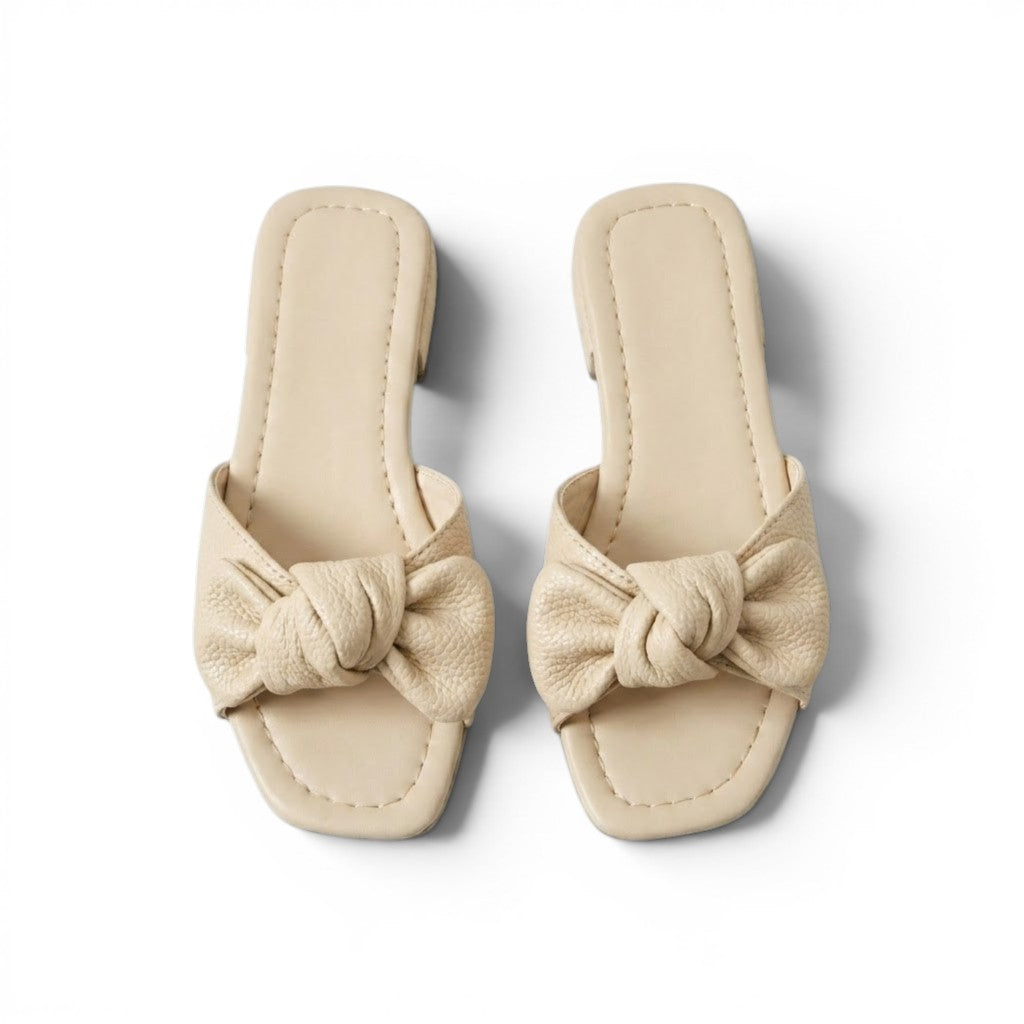 Slipper Flat Leather With Bow SL-229