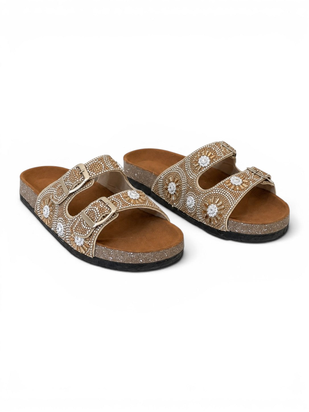 Slippers Flat Leather Embellished with decorative patterns SL-243