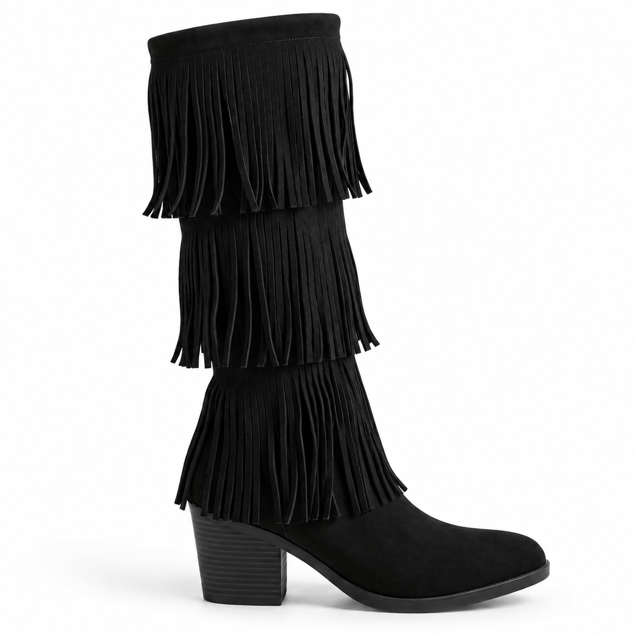 Long Boot Suede Mid heel With three layers of fringe LB-58