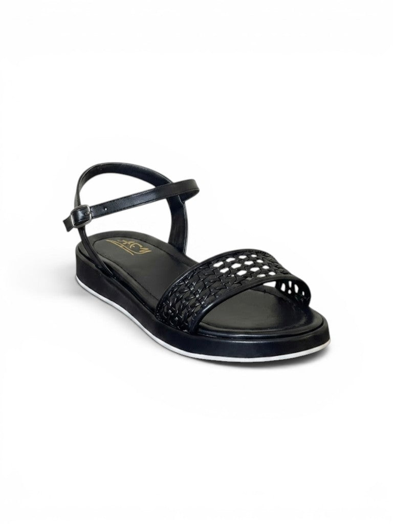 sandals Leather flat with mesh strap SF-62