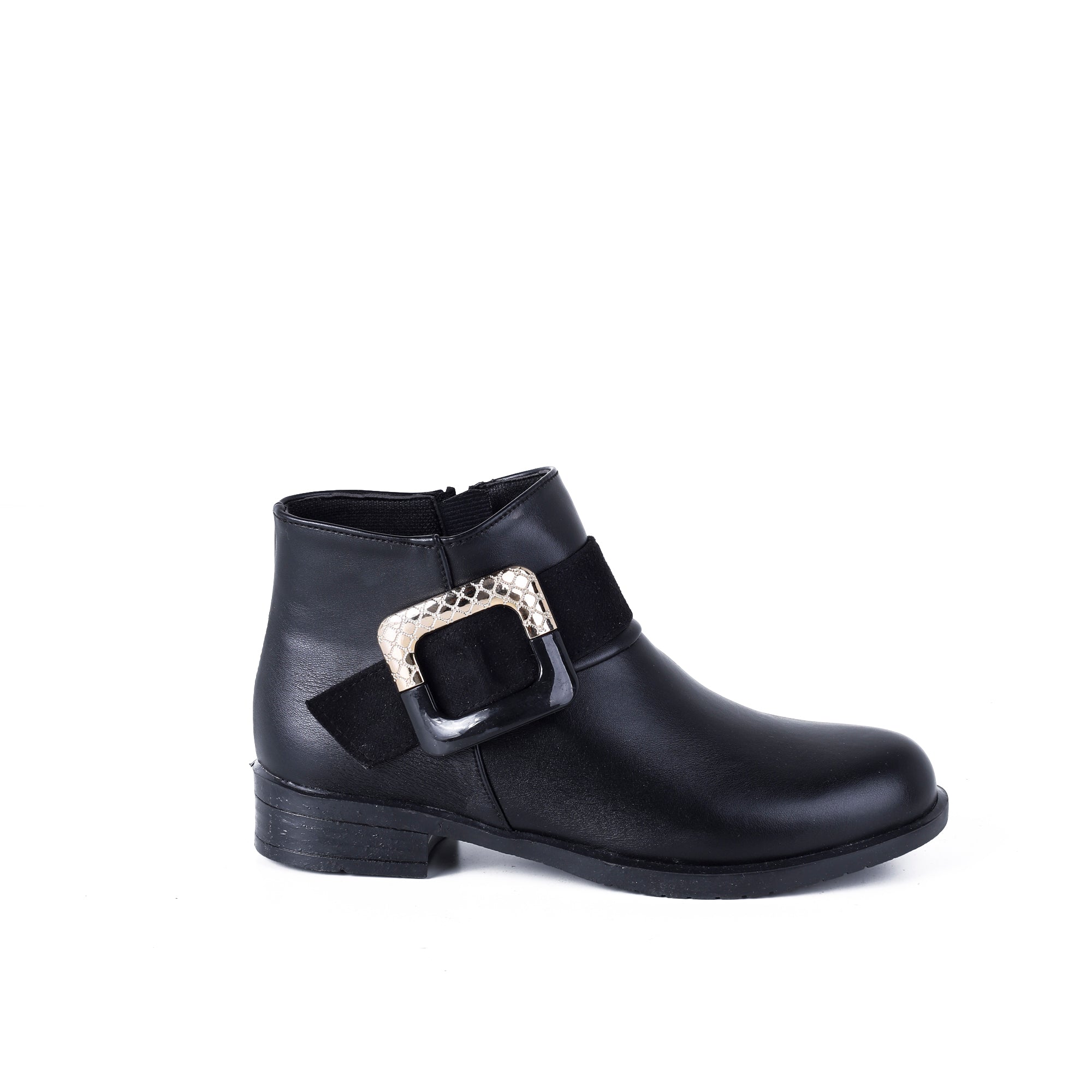 Ankle Boot Flat Leather With Buckle -G-27