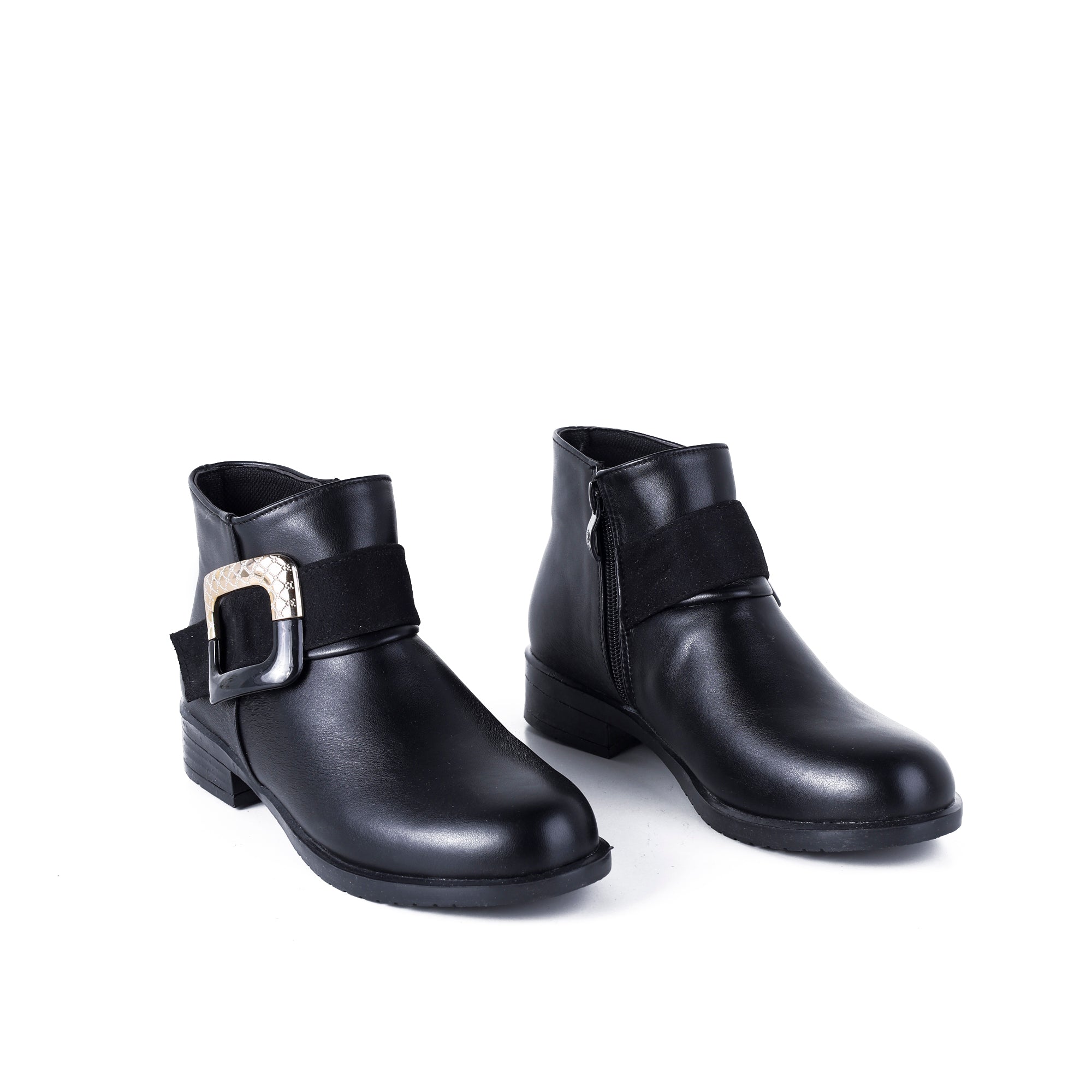 Ankle Boot Flat Leather With Buckle -G-27