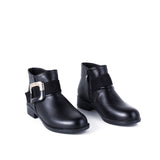 Ankle Boot Flat Leather With Buckle -G-27
