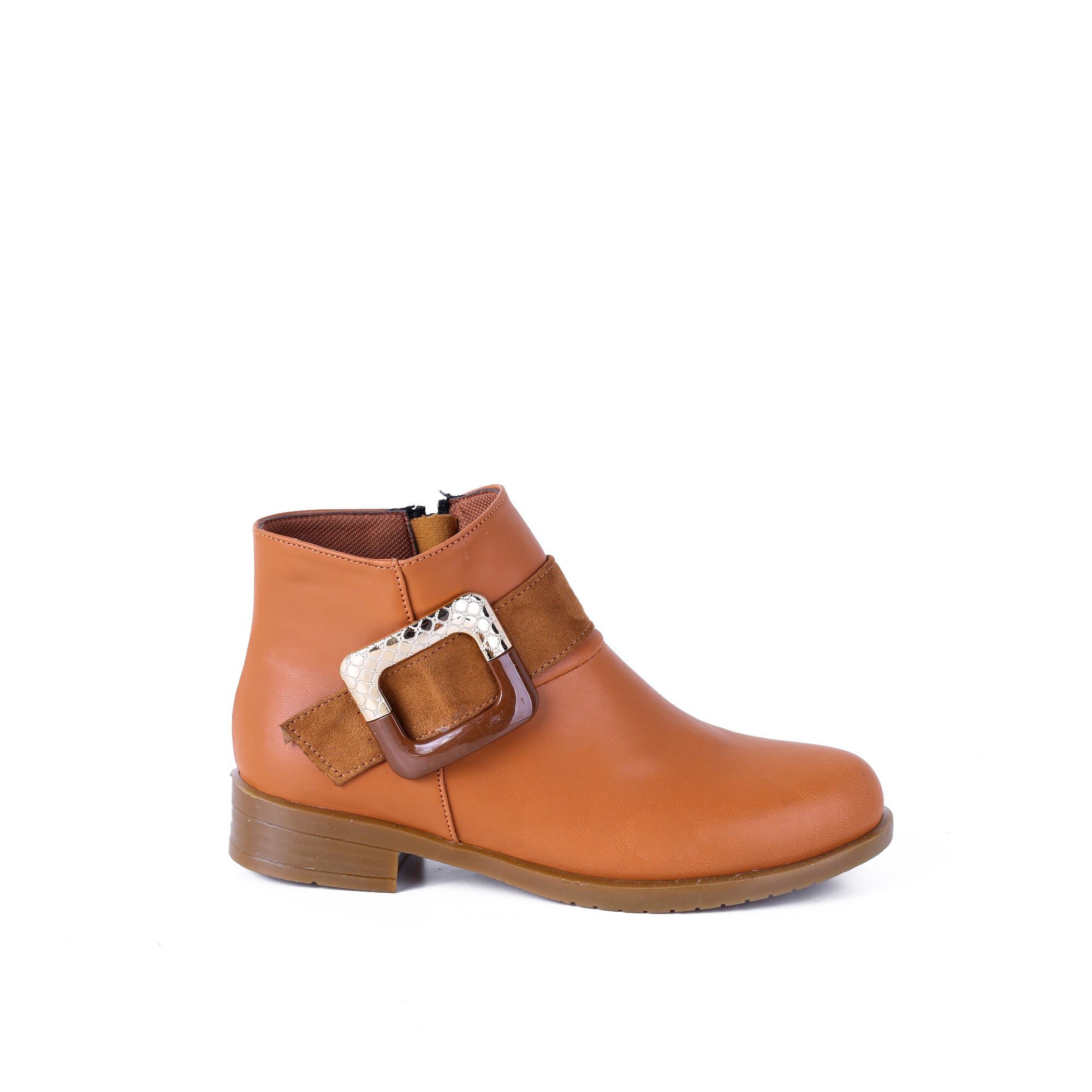 Ankle Boot Flat Leather With Buckle -G-27