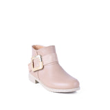 Ankle Boot Flat Leather With Buckle -G-27