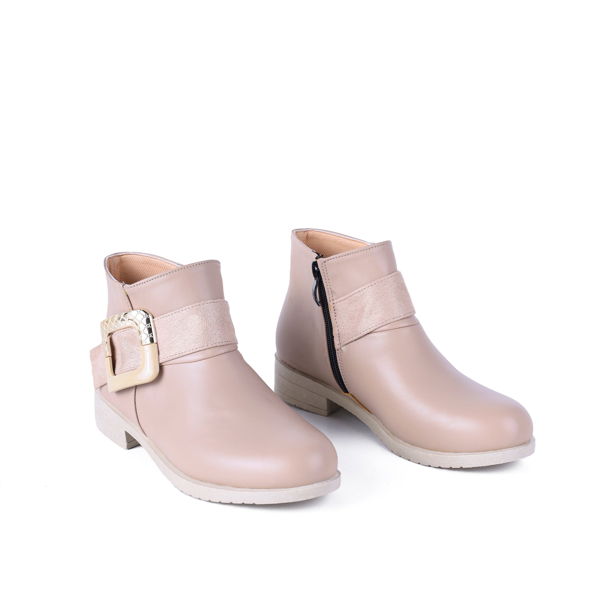 Ankle Boot Flat Leather With Buckle -G-27