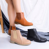 Ankle Boot Flat Leather With Elastic Elegant G-34