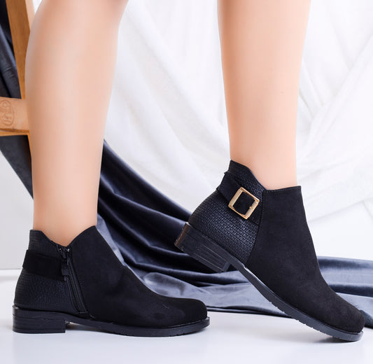 Ankle Boot Flat Suede With Zipper G-29